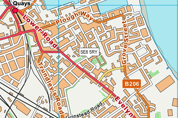SE8 5RY map - OS VectorMap District (Ordnance Survey)