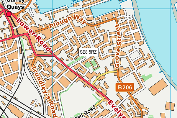 SE8 5RZ map - OS VectorMap District (Ordnance Survey)
