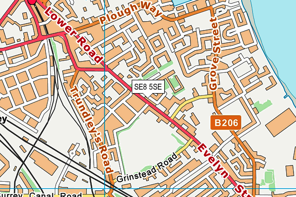 SE8 5SE map - OS VectorMap District (Ordnance Survey)