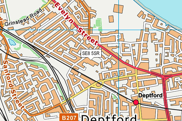 SE8 5SR map - OS VectorMap District (Ordnance Survey)