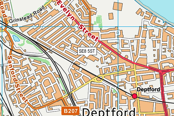 SE8 5ST map - OS VectorMap District (Ordnance Survey)
