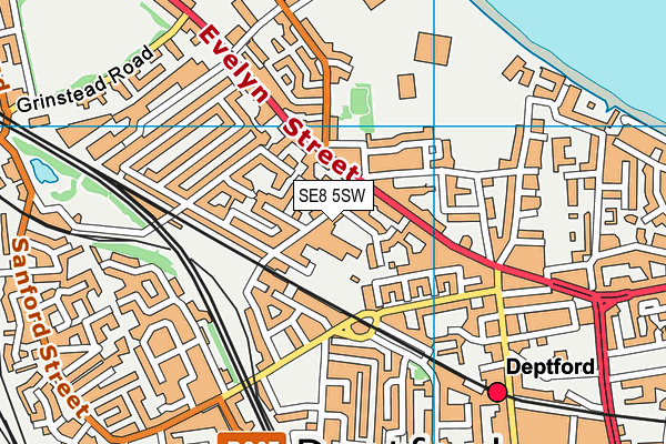 SE8 5SW map - OS VectorMap District (Ordnance Survey)
