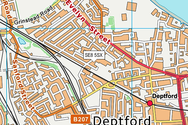 SE8 5SX map - OS VectorMap District (Ordnance Survey)