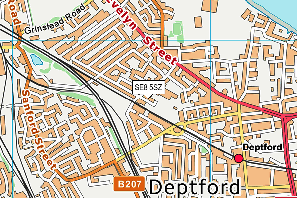 SE8 5SZ map - OS VectorMap District (Ordnance Survey)