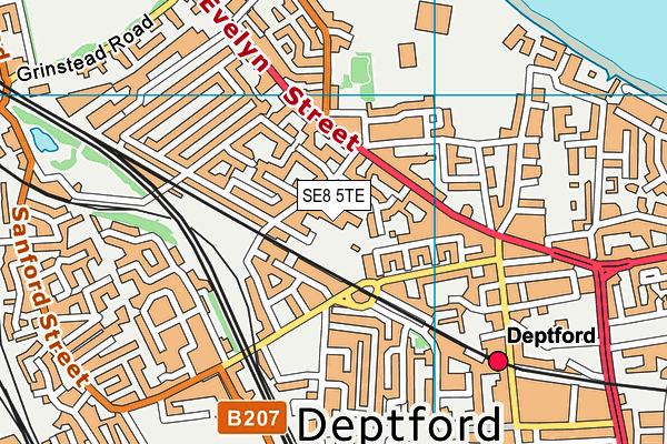 SE8 5TE map - OS VectorMap District (Ordnance Survey)