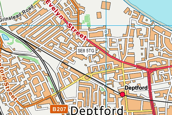 SE8 5TG map - OS VectorMap District (Ordnance Survey)