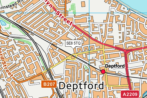 SE8 5TQ map - OS VectorMap District (Ordnance Survey)