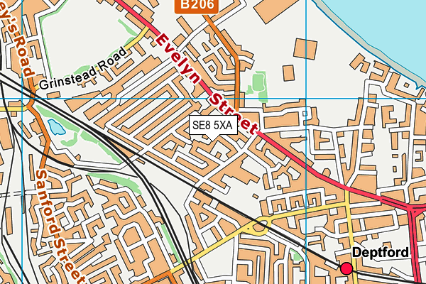 SE8 5XA map - OS VectorMap District (Ordnance Survey)