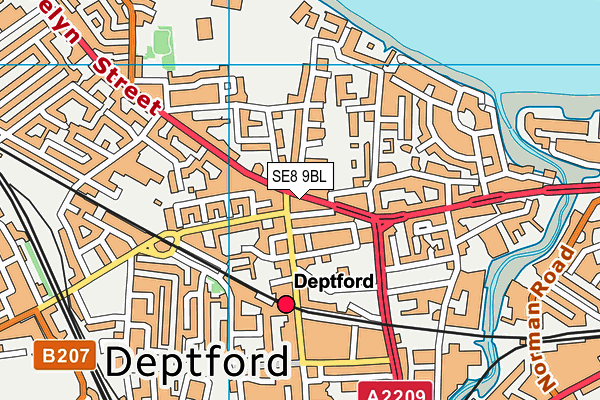 SE8 9BL map - OS VectorMap District (Ordnance Survey)