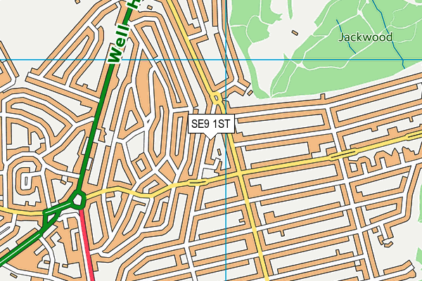 SE9 1ST map - OS VectorMap District (Ordnance Survey)