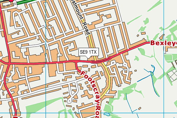 SE9 1TX map - OS VectorMap District (Ordnance Survey)
