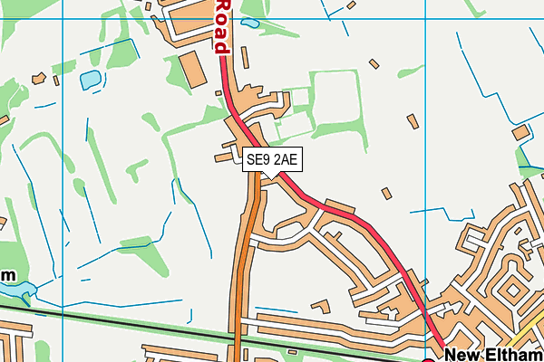 SE9 2AE map - OS VectorMap District (Ordnance Survey)