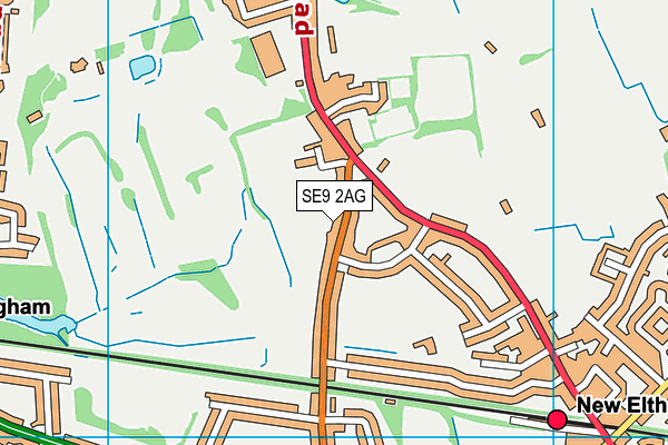 SE9 2AG map - OS VectorMap District (Ordnance Survey)
