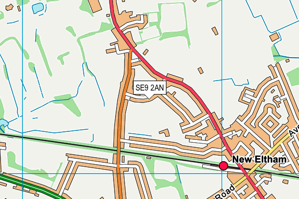 SE9 2AN map - OS VectorMap District (Ordnance Survey)