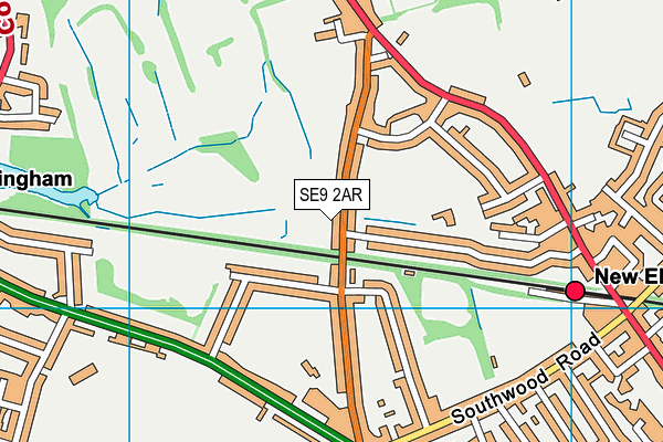 SE9 2AR map - OS VectorMap District (Ordnance Survey)