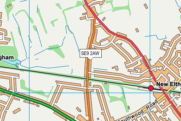 SE9 2AW map - OS VectorMap District (Ordnance Survey)