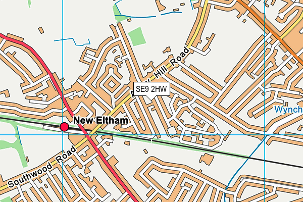 SE9 2HW map - OS VectorMap District (Ordnance Survey)