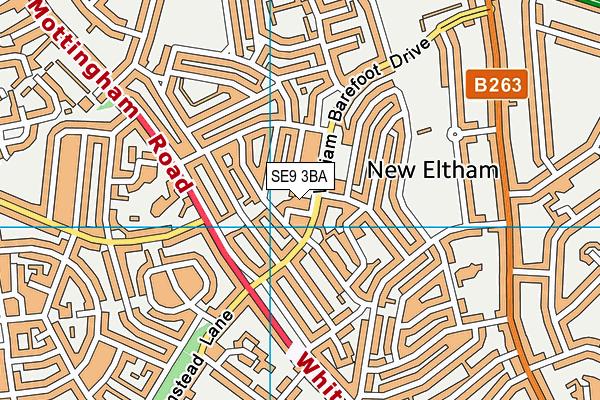 SE9 3BA map - OS VectorMap District (Ordnance Survey)