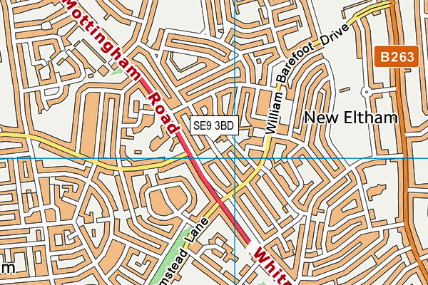 SE9 3BD map - OS VectorMap District (Ordnance Survey)