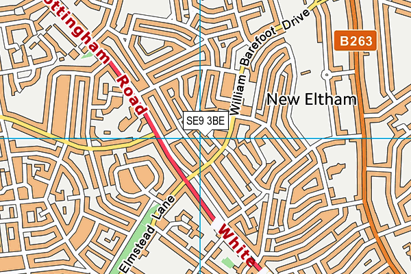SE9 3BE map - OS VectorMap District (Ordnance Survey)