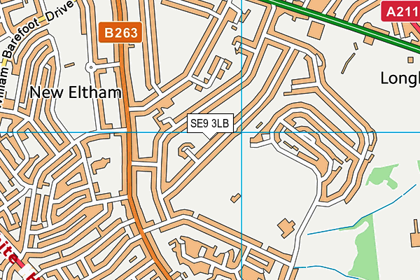 SE9 3LB map - OS VectorMap District (Ordnance Survey)