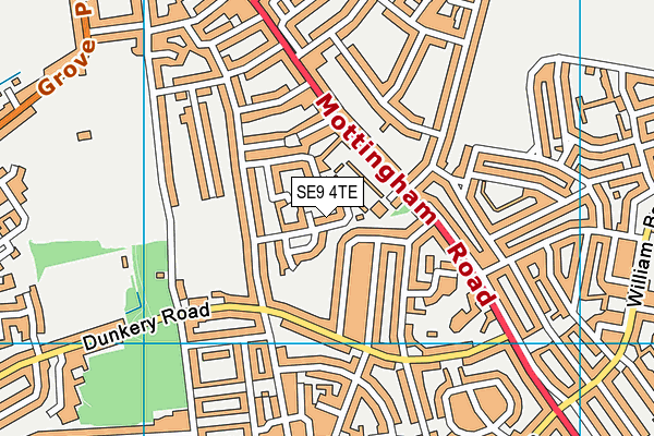 SE9 4TE map - OS VectorMap District (Ordnance Survey)