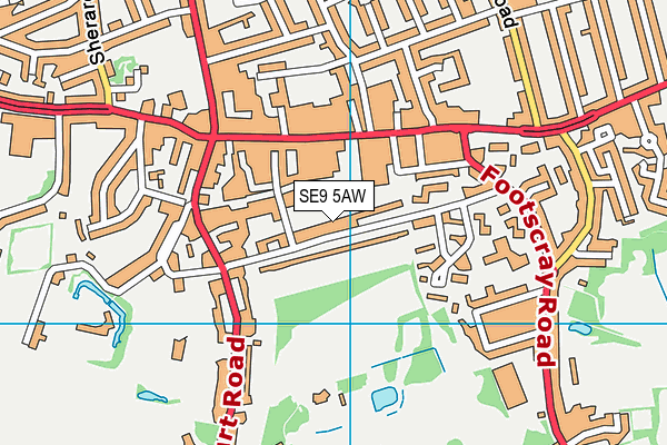 SE9 5AW map - OS VectorMap District (Ordnance Survey)