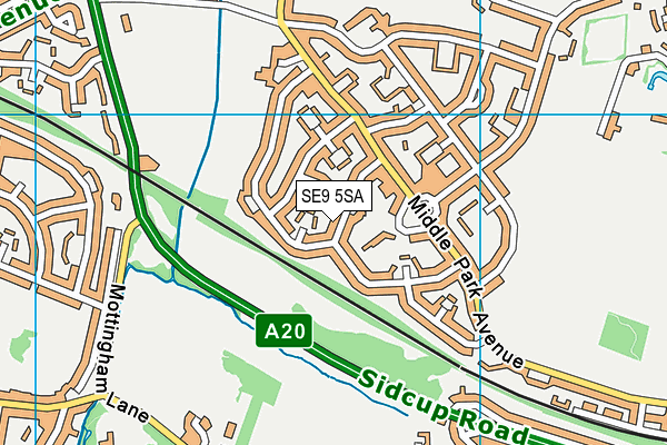 SE9 5SA map - OS VectorMap District (Ordnance Survey)
