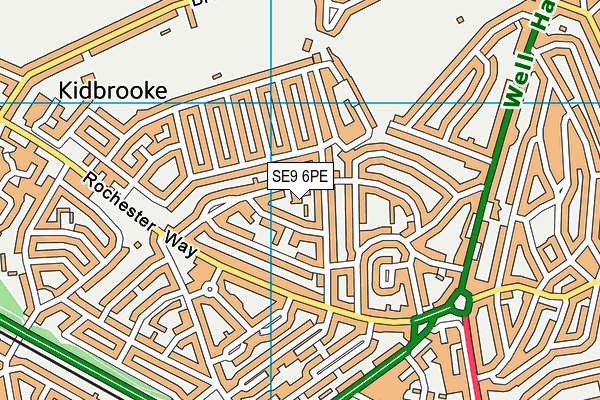 SE9 6PE map - OS VectorMap District (Ordnance Survey)