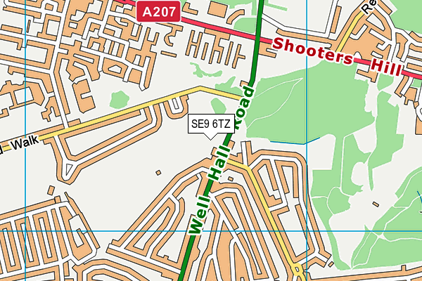 SE9 6TZ map - OS VectorMap District (Ordnance Survey)