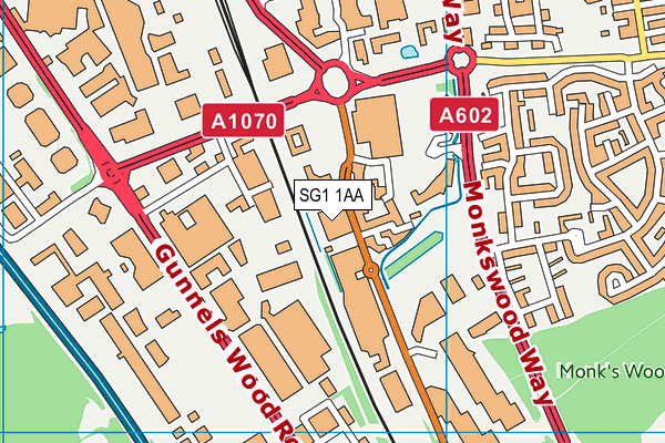 SG1 1AA map - OS VectorMap District (Ordnance Survey)