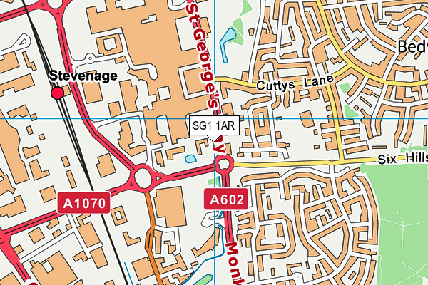 SG1 1AR map - OS VectorMap District (Ordnance Survey)