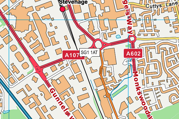 SG1 1AT map - OS VectorMap District (Ordnance Survey)