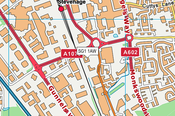 SG1 1AW map - OS VectorMap District (Ordnance Survey)