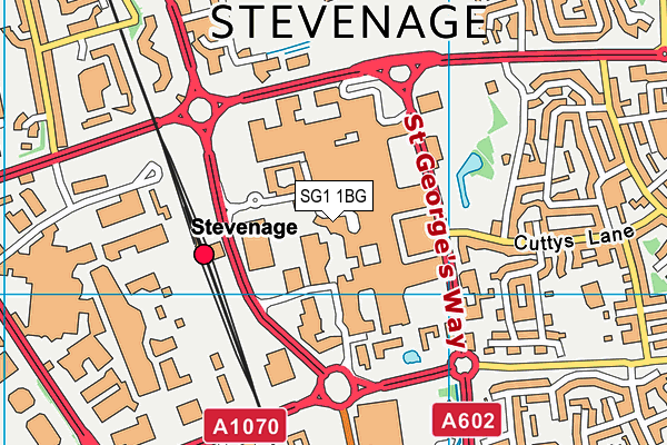 SG1 1BG map - OS VectorMap District (Ordnance Survey)