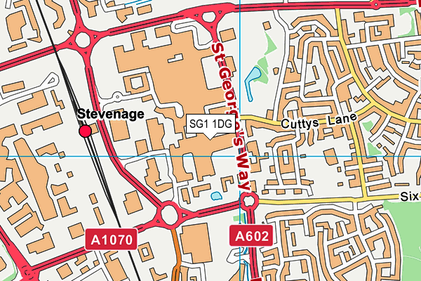 SG1 1DG map - OS VectorMap District (Ordnance Survey)