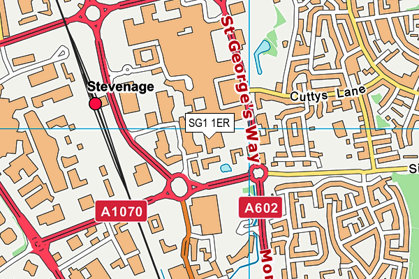 SG1 1ER map - OS VectorMap District (Ordnance Survey)