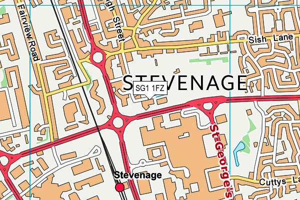 SG1 1FZ map - OS VectorMap District (Ordnance Survey)