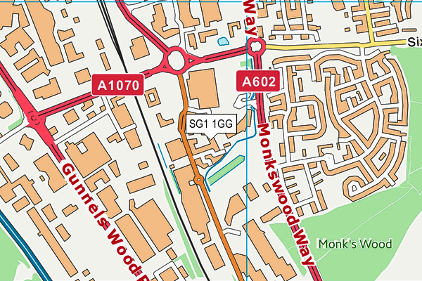 SG1 1GG map - OS VectorMap District (Ordnance Survey)