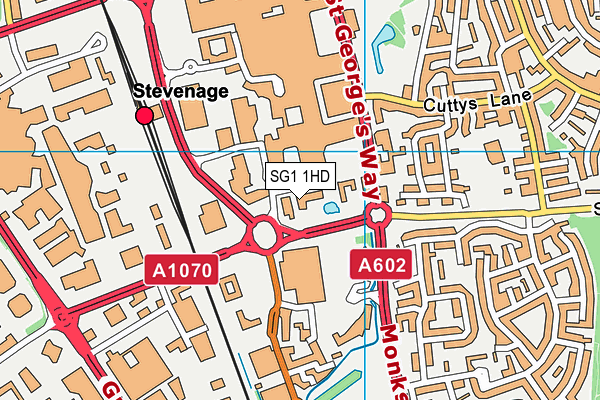 SG1 1HD map - OS VectorMap District (Ordnance Survey)