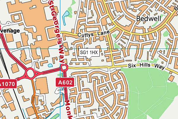 SG1 1HX map - OS VectorMap District (Ordnance Survey)