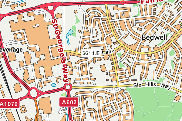 SG1 1JE map - OS VectorMap District (Ordnance Survey)