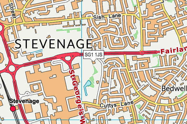 SG1 1JS map - OS VectorMap District (Ordnance Survey)