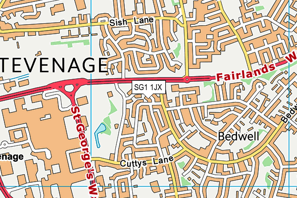 SG1 1JX map - OS VectorMap District (Ordnance Survey)