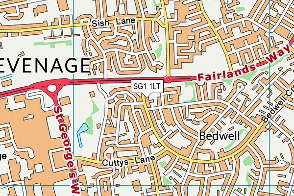 SG1 1LT map - OS VectorMap District (Ordnance Survey)