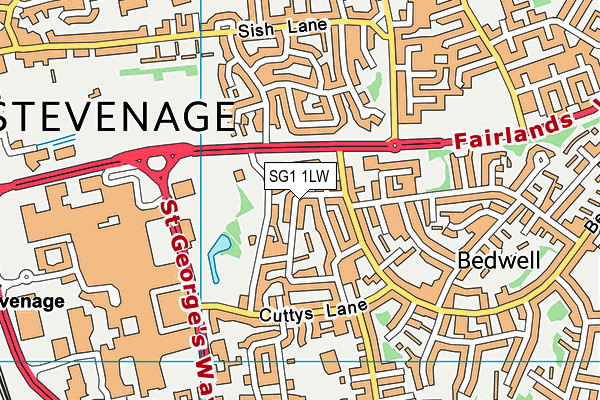 SG1 1LW map - OS VectorMap District (Ordnance Survey)