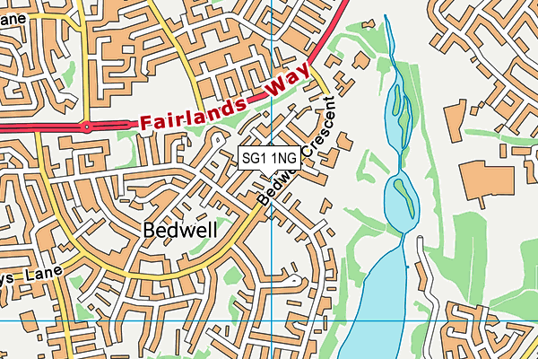 SG1 1NG map - OS VectorMap District (Ordnance Survey)