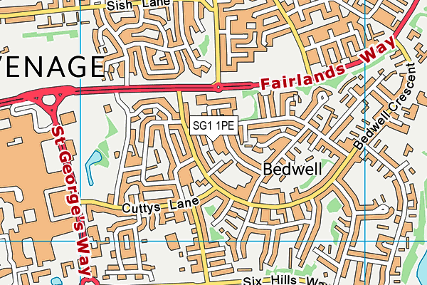 SG1 1PE map - OS VectorMap District (Ordnance Survey)