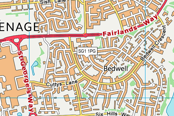 SG1 1PG map - OS VectorMap District (Ordnance Survey)