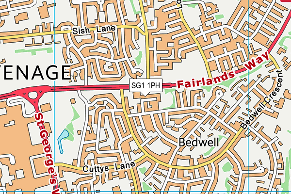 SG1 1PH map - OS VectorMap District (Ordnance Survey)